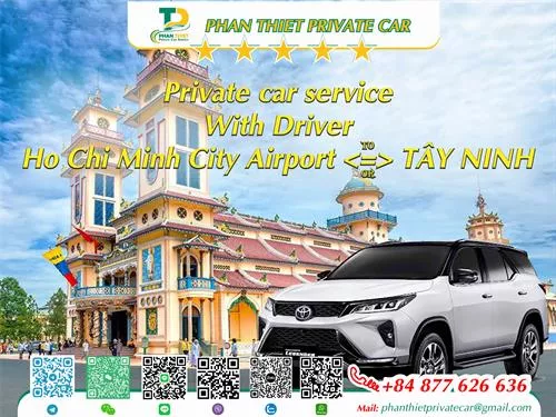 Car rental Ho Chi Minh City <=> Tay Ninh (private car with driver)